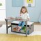 Costway 3 in 1 Kids Convertible Activity Bench Children Table & Chair Set with 2 Bins Grey/White